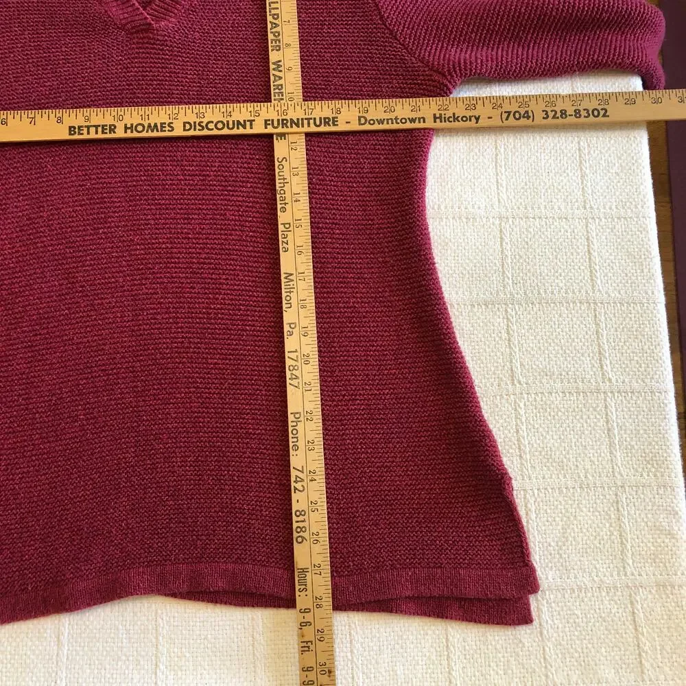 Norm Thompson Tunic Knit Sweater‎ PL Burgundy Textured Holiday Quiet Luxury 90s